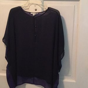 Purple and black gauzy top.